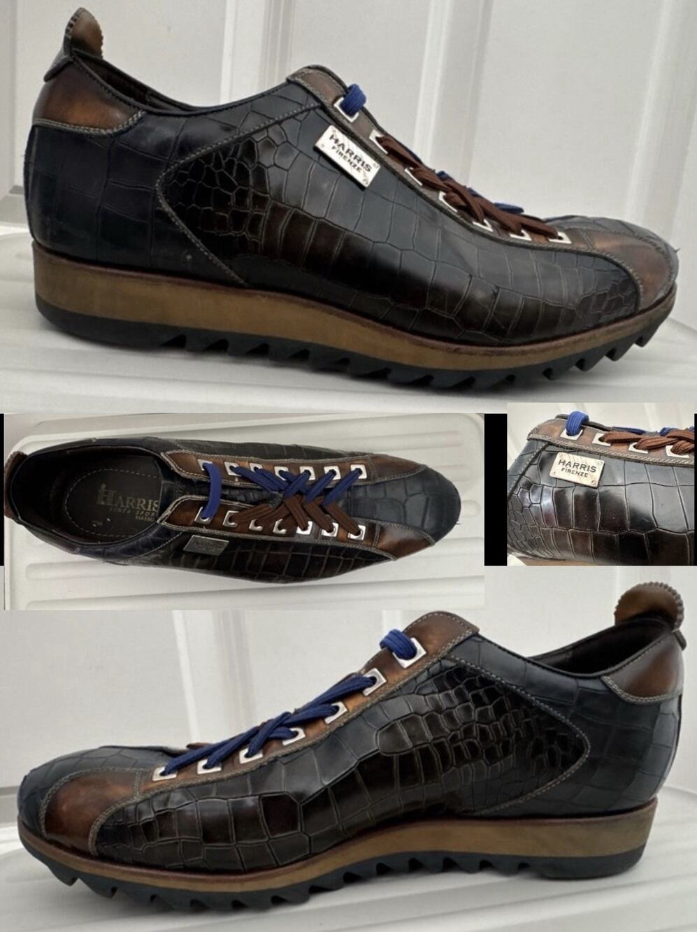 Harris Firenze Right Shoe Only Mens 9.5 Croc Embossed Leather Italy